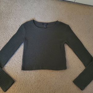 Green Cropped Long Sleeved Shirt